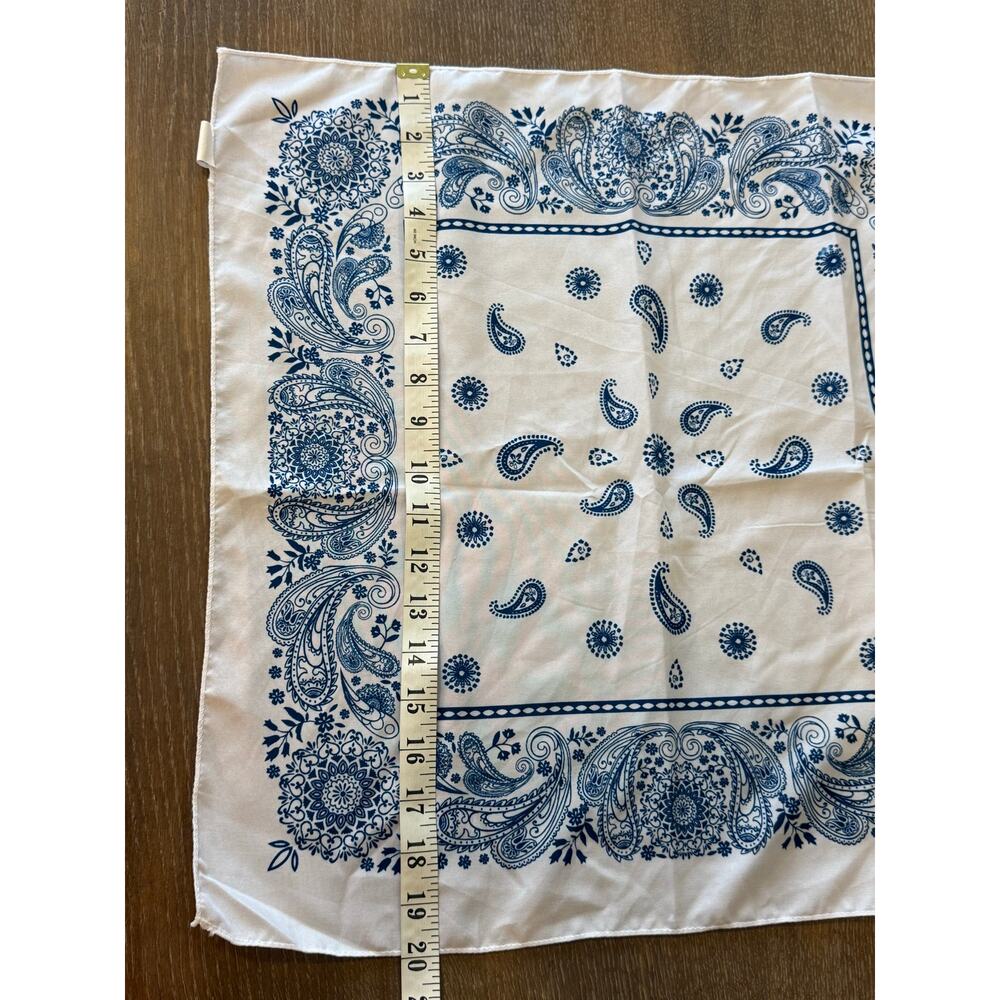 Blue White Western Cowboy Cowgirl Bandana Square Neck Scarf - Picture 3 of 4